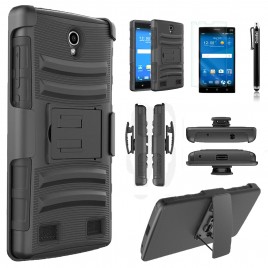 ZTE Zmax 2 Case, Dual Layers [Combo Holster] Case And Built-In Kickstand Bundled with [Premium Screen Protector] Hybird Shockproof And Circlemalls Stylus Pen (Black)